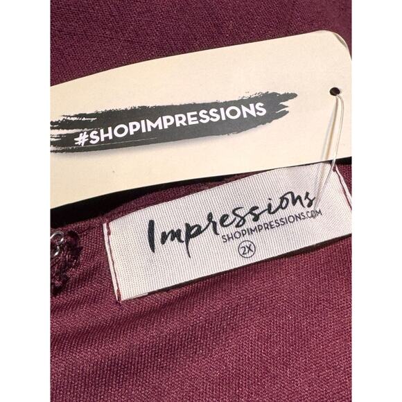 Impressions by Love Stitch Mini Dress Womens 2X Burgundy Ruffle Boho Cottagecore - Picture 9 of 11